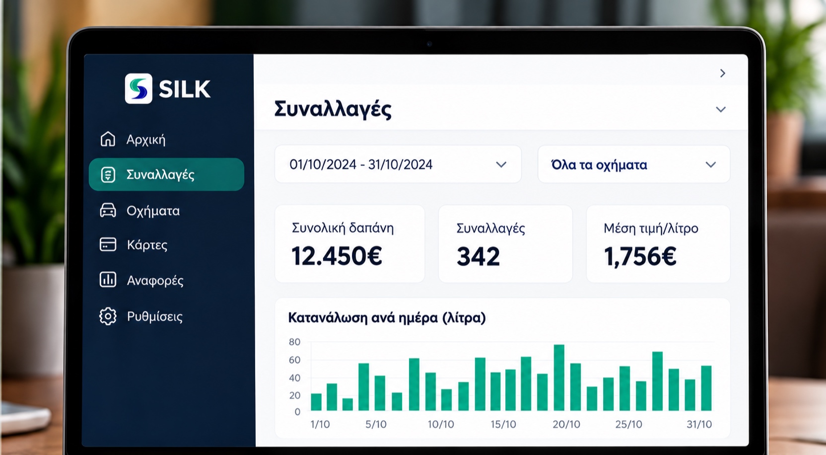 Πλατφόρμα διαχείρισης εταιρικών καρτών SILK σε laptop