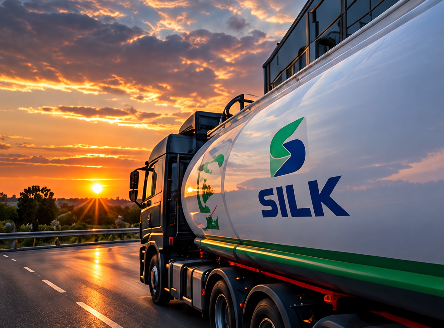 Βυτιοφόρο SILK στο ηλιοβασίλεμα