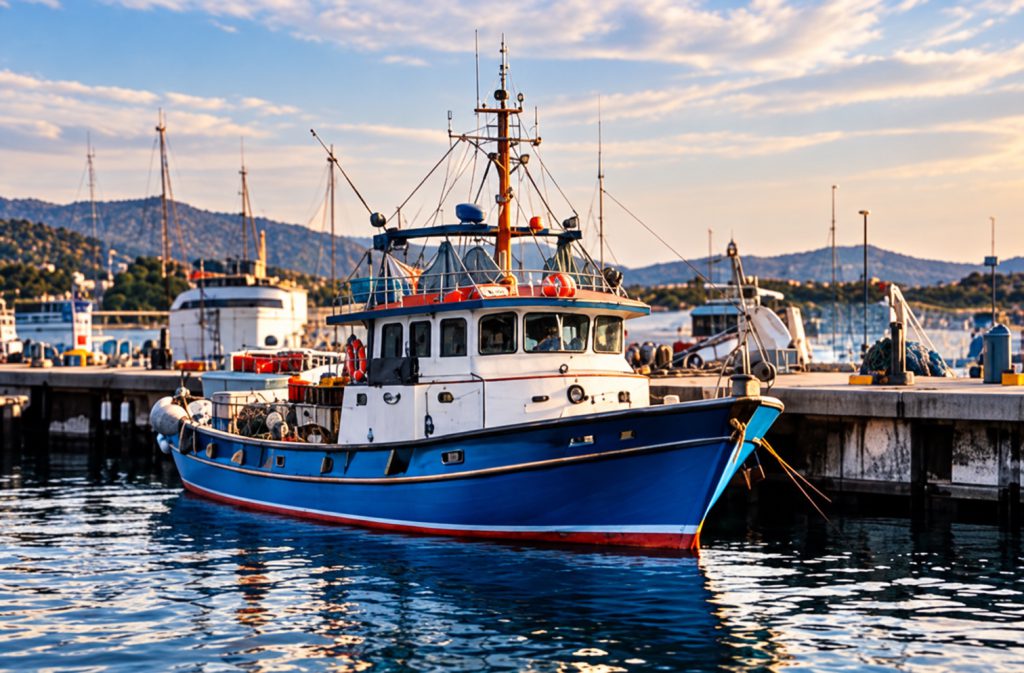 Επαγγελματικό αλιευτικό σκάφος στο λιμάνι