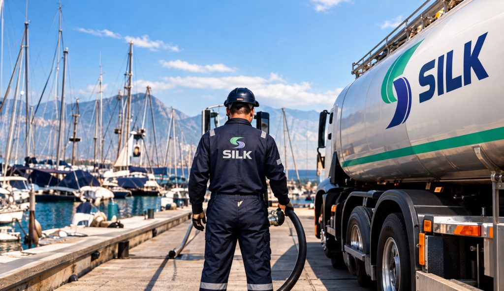 Τεχνικός SILK στη μαρίνα δίπλα σε βυτιοφόρο