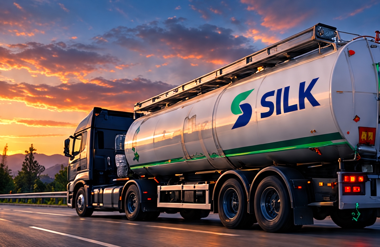 Βυτιοφόρο SILK στο ηλιοβασίλεμα